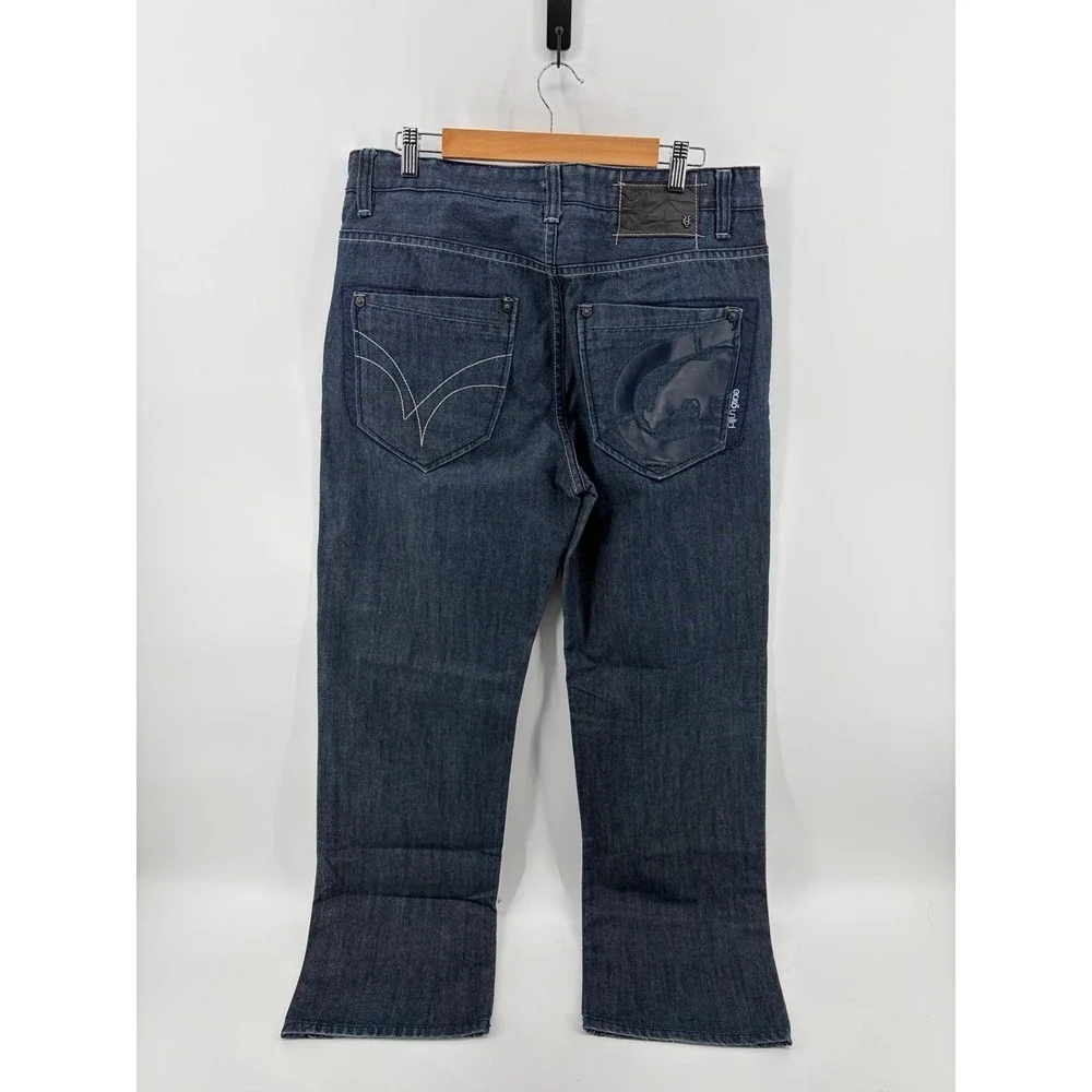 Ecko Unltd, Y2K, Dark Wash, Baggy Denim Jeans, Rhino Logo, Baggy, Size 36, NWOT